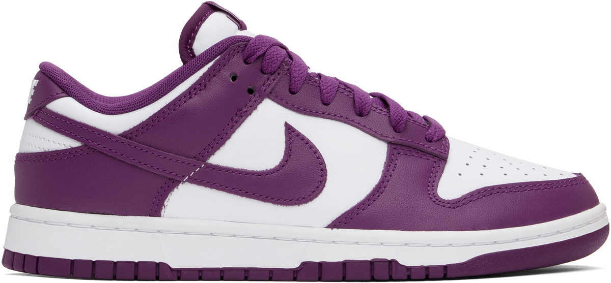 Nike White & Purple Dunk Low Retro Sneakers Nike