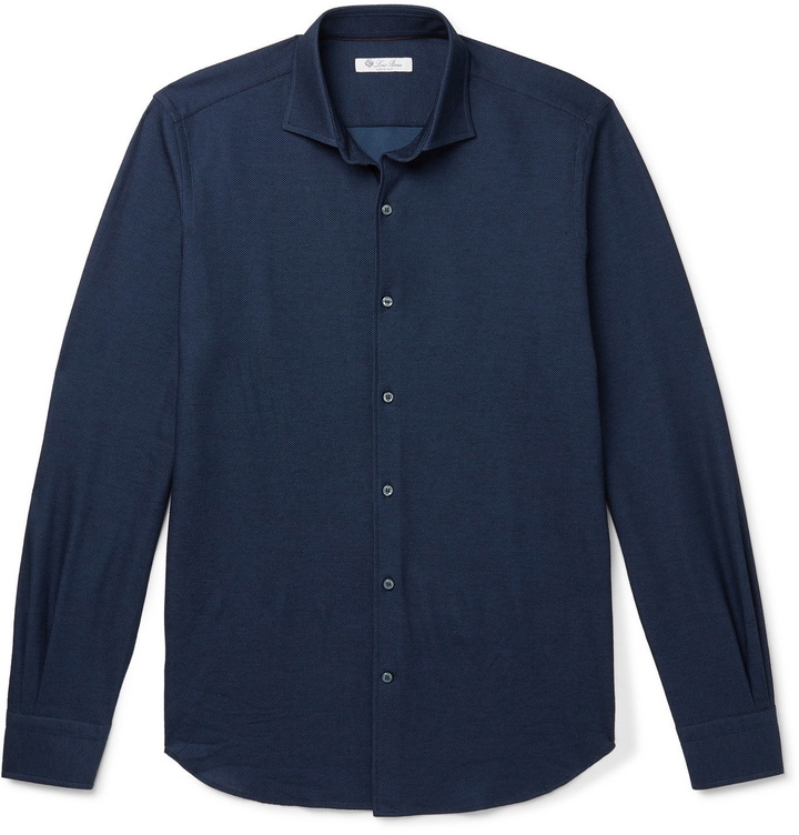 Photo: Loro Piana - Slim-Fit Cutaway Collar Cotton-Piqué Shirt - Unknown