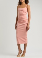 Bec & Bridge Karina Tuck Ruched Midi Dress Peach