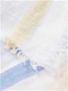 Altea - Fringed Striped Linen and Cotton-Blend Voile Scarf