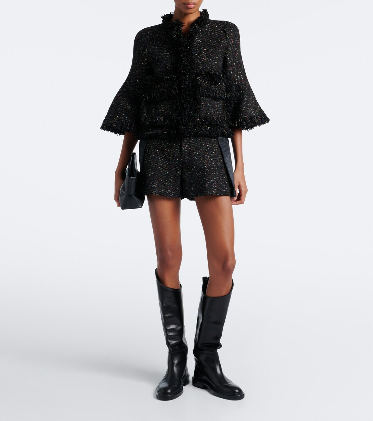 Sacai Wool, cotton, silk, and denim shorts