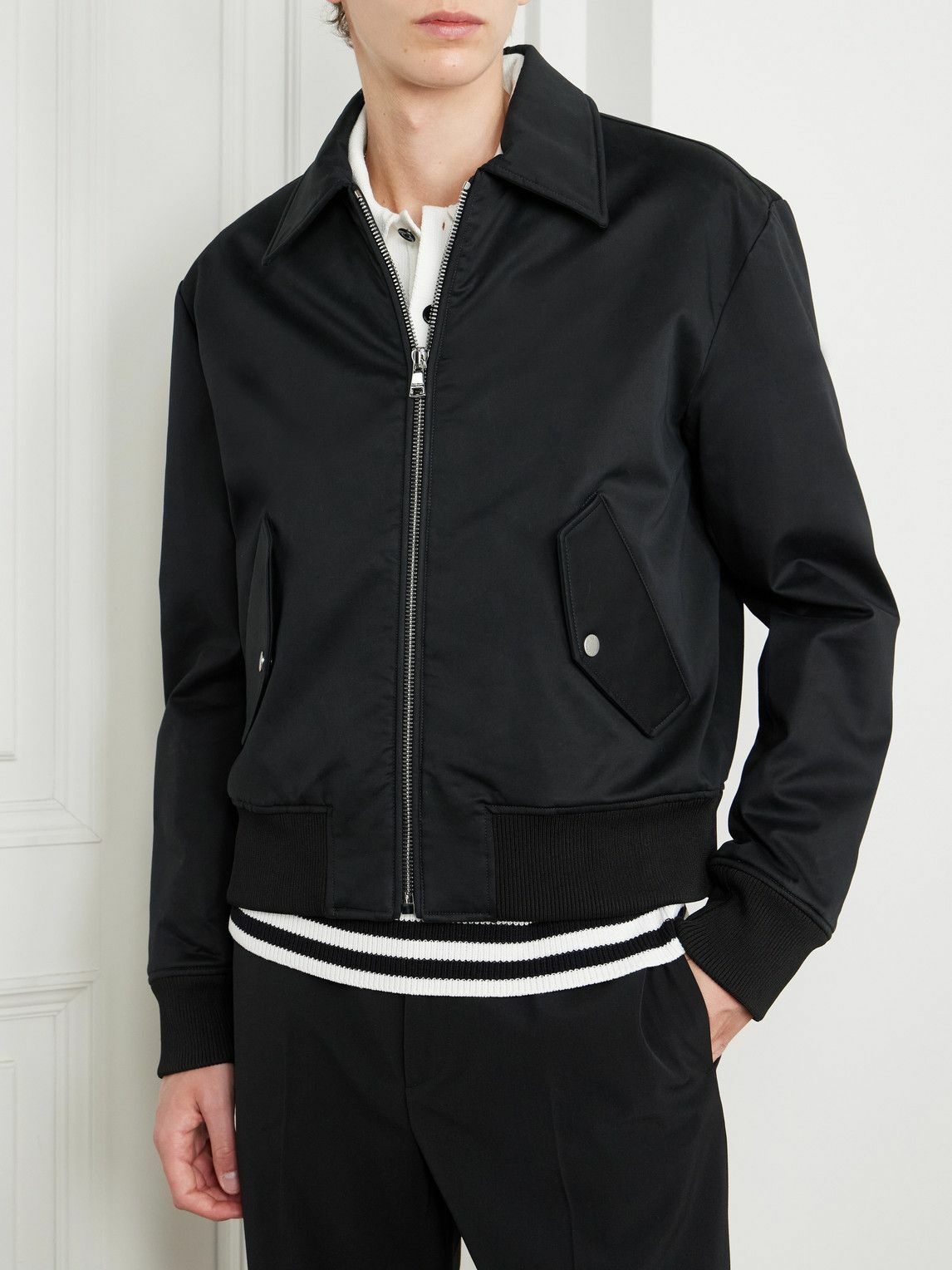 Balmain - Cotton-Blend Jersey Bomber Jacket - Black