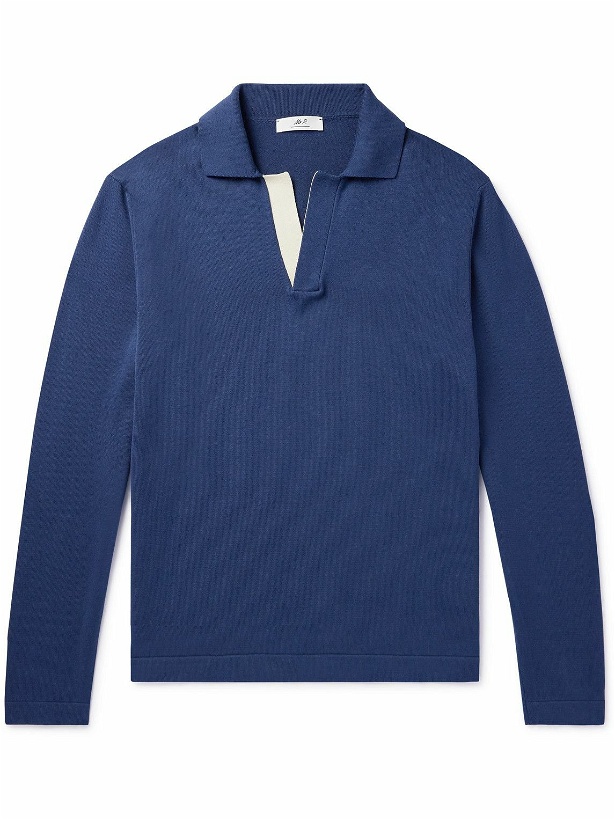 Photo: Mr P. - Colour-Block Cotton Polo Shirt - Blue