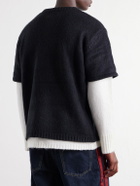 NAHMIAS - Two-Tone Layered Brushed Sweater - Black