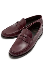 Saint Laurent Logo-plaque Leather Loafers Burgundy