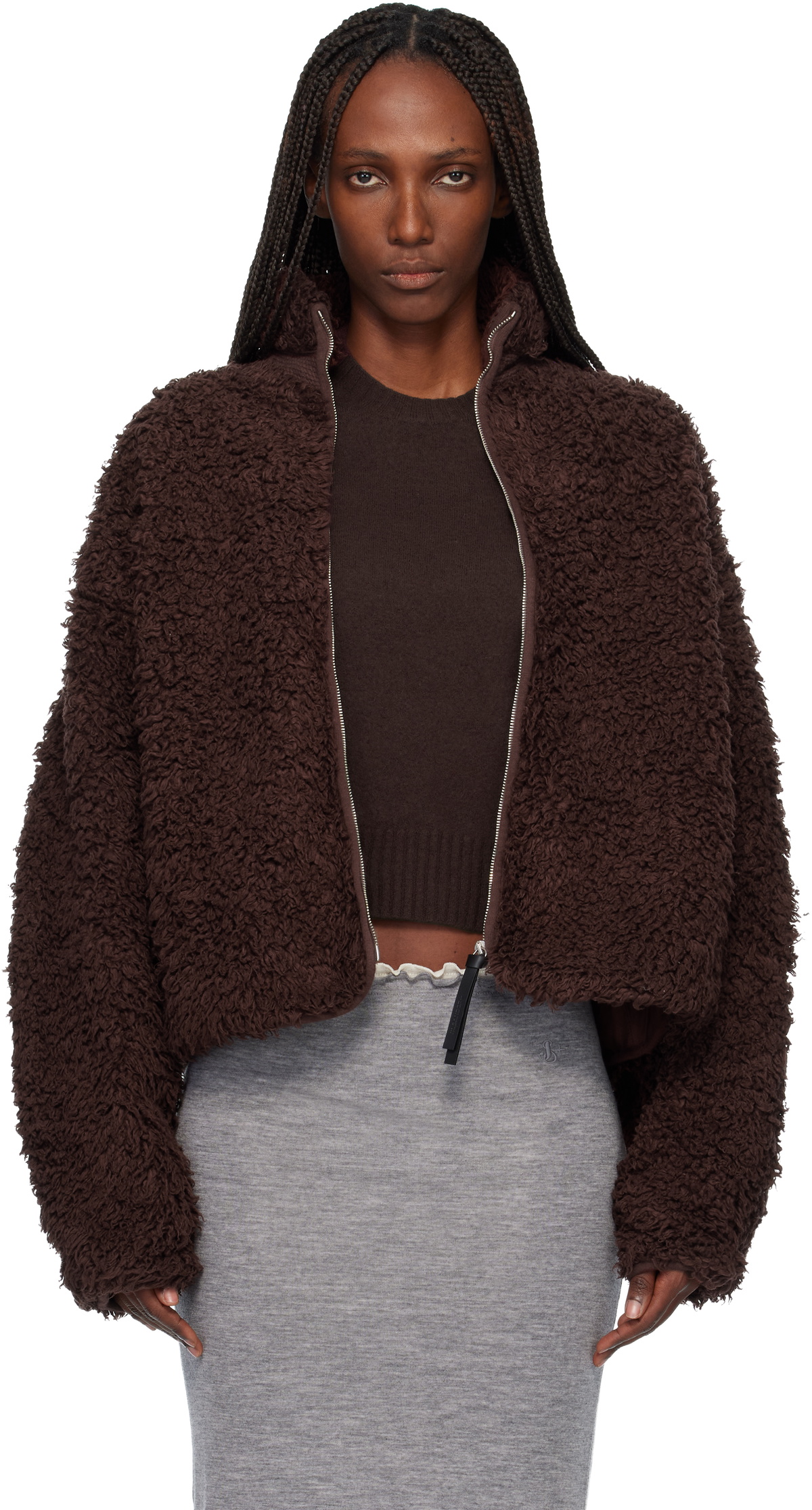 Jil Sander Brown Natural Cotton Faux-Shearling Jacket Jil Sander