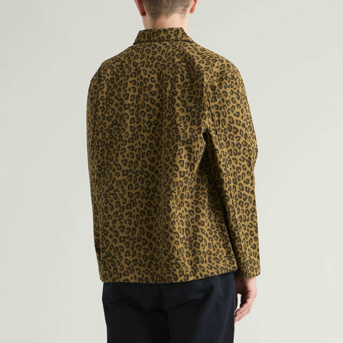 Service Works Men's Patterned Easy Chef Shirt in Brown Leopard