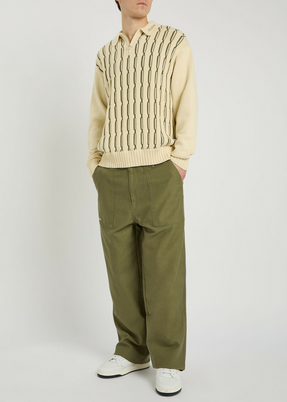 Malbon Links Patterned Cotton-blend Polo Jumper Beige