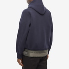 Sacai Men's Nylon Twill & Sponge Sweat Hoody in Navy/Khaki