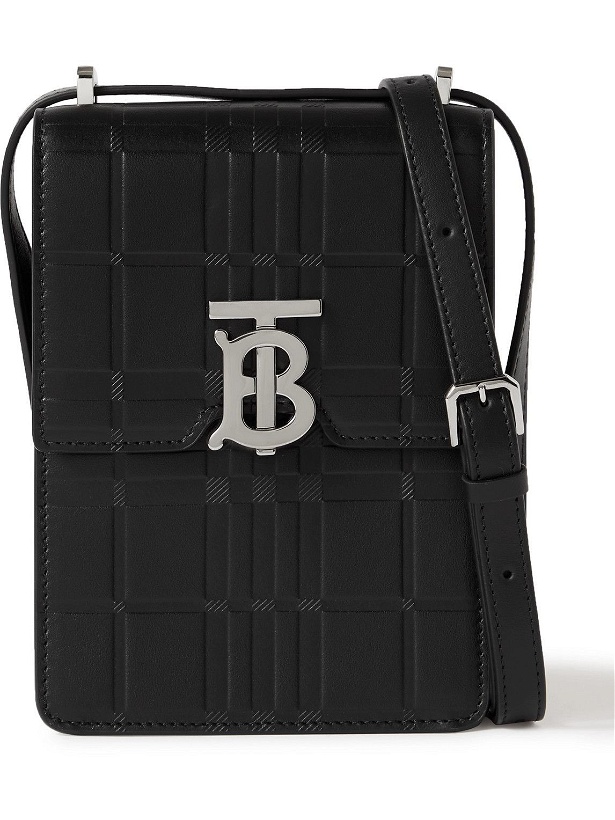 Photo: Burberry - Logo-Embellished Embossed Leather Messenger Bag