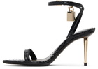 TOM FORD Black Python Pointy Padlock Naked Heeled Sandals