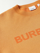 Burberry - Logo-Intarsia Wool and Cotton-Blend Sweater - Orange