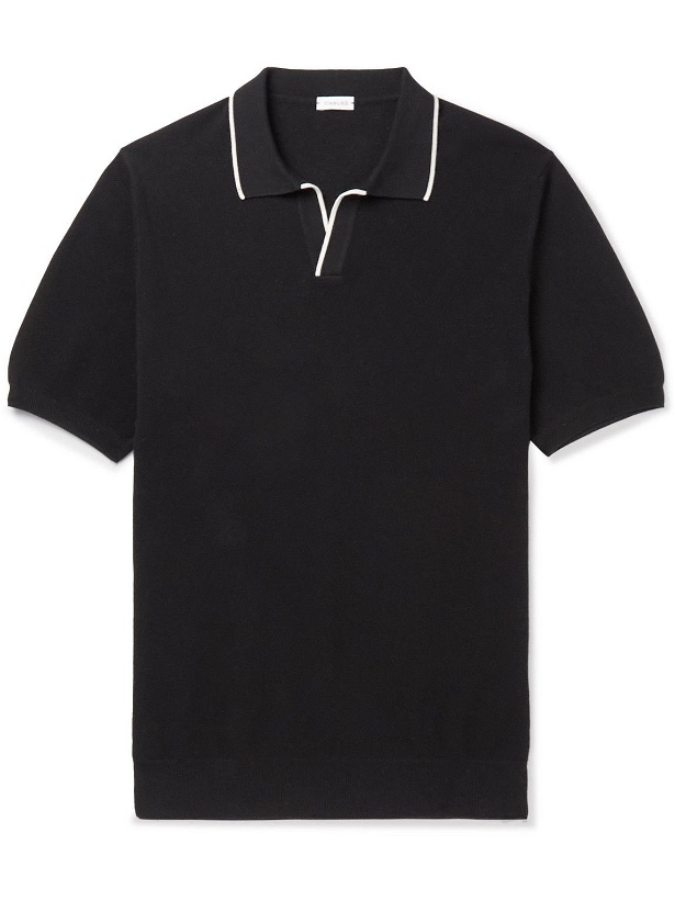 Photo: Caruso - Contrast-Tipped Cotton-Piqué Polo Shirt - Black