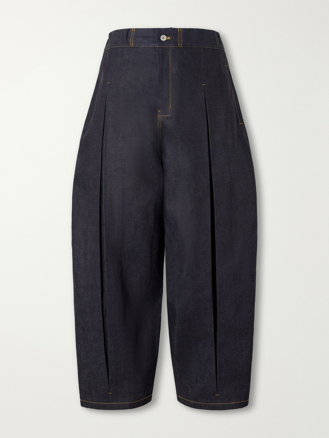 SAGE NATION - Barrel-Leg Pleated Jeans - Blue