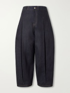 SAGE NATION - Barrel-Leg Pleated Jeans - Blue