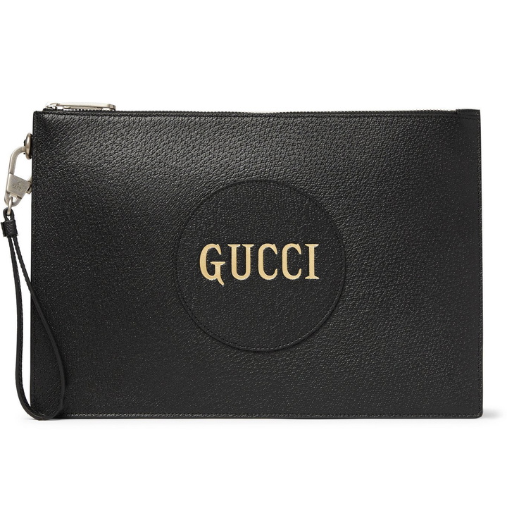 Photo: GUCCI - Logo-Print Full-Grain Leather Pouch - Black