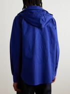 LOEWE - Logo-Jacquard Cotton-Twill Hooded Overshirt - Blue