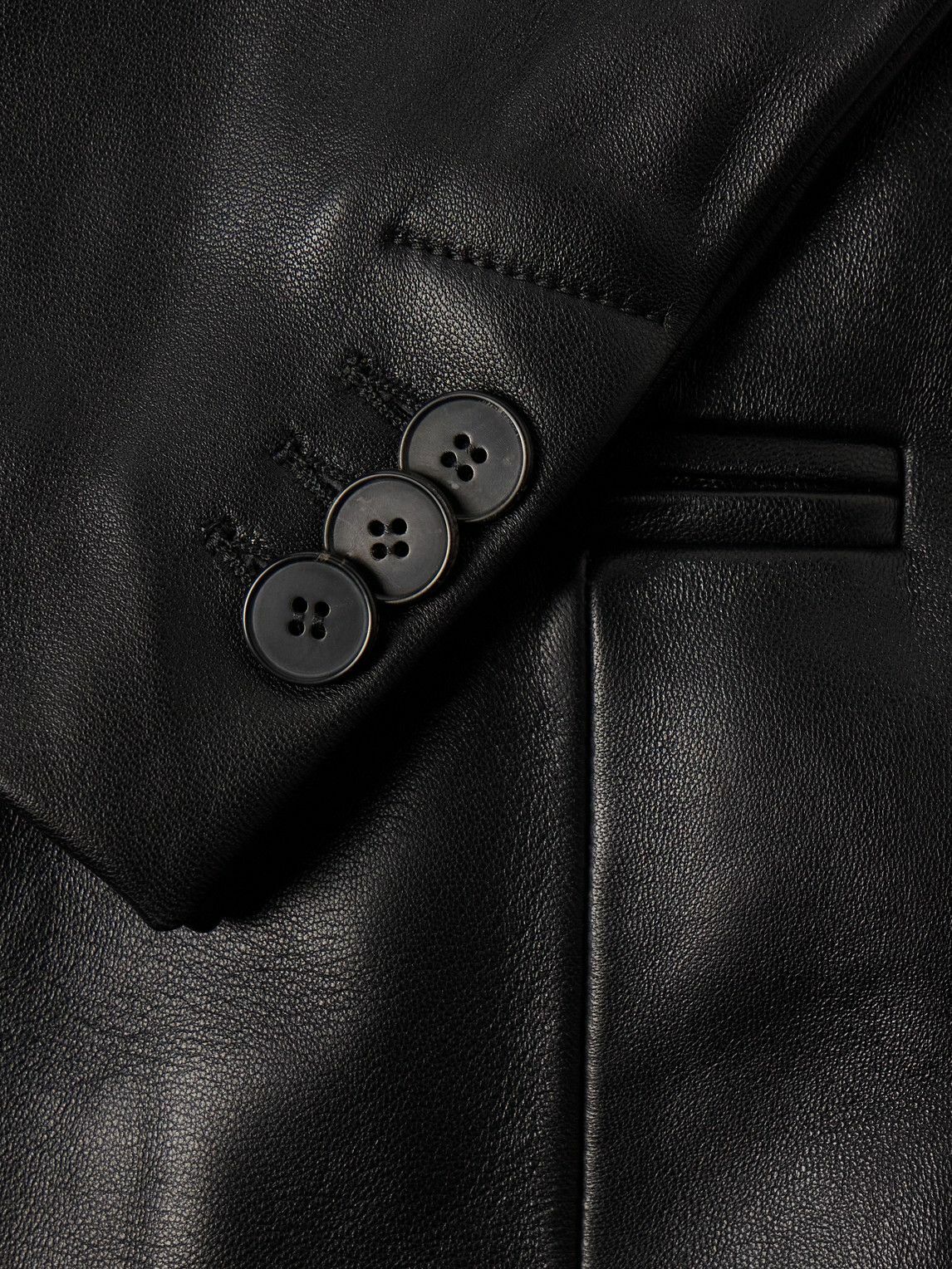 Enfants Riches Déprimés - Florence Double-Breasted Leather Jacket - Black