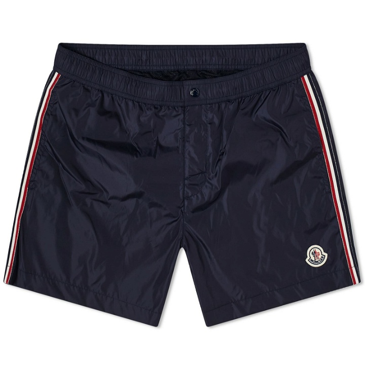 Photo: Moncler Men's Nylon Logo Swim Shorts in Navy