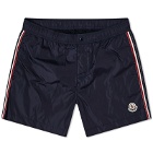 Moncler Men's Nylon Logo Swim Shorts in Navy