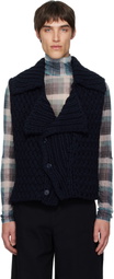 Dries Van Noten Navy Merino Wool Vest