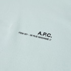 A.P.C. Men's Item Logo Hoody in Light Blue