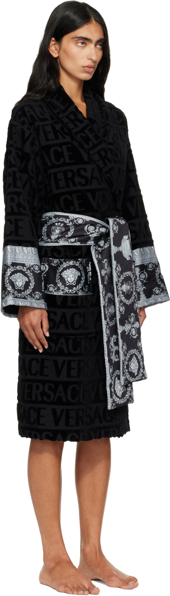 Versace Black 'I Heart Baroque' Bathrobe