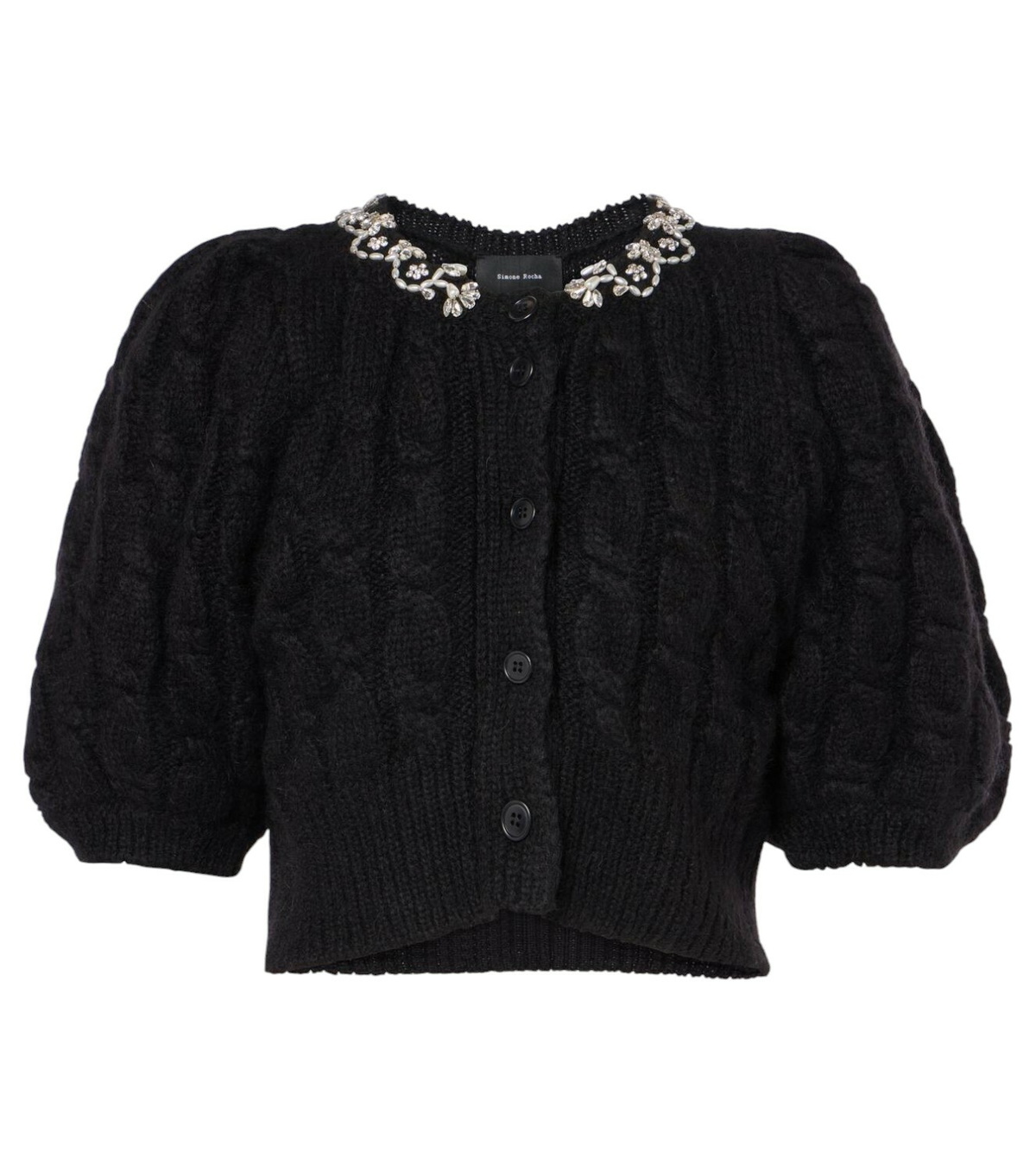 Simone Rocha Embroidered cropped wool-blend cardigan Simone Rocha