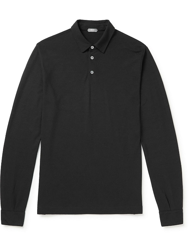 Photo: Incotex - Slim-Fit Ice Cotton-Jersey Polo Shirt - Black