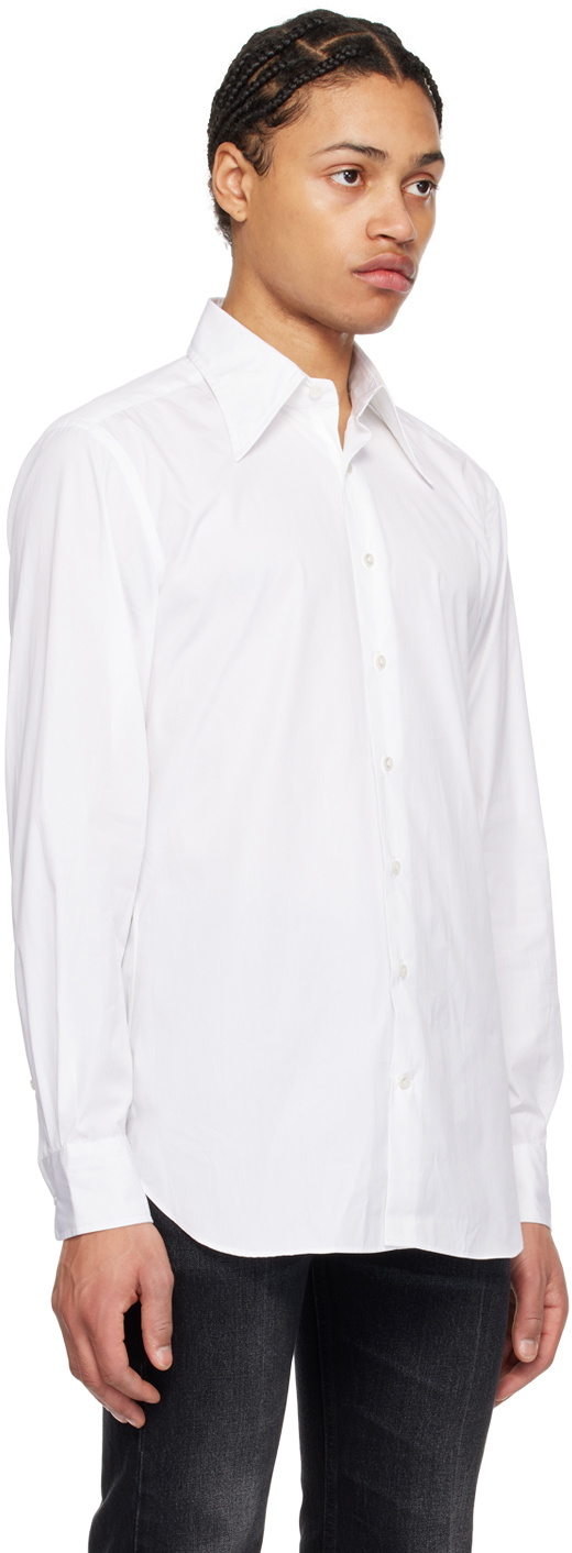 Husbands White Wide Collar Shirt