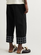 JW Anderson - Cropped Wide-Leg Logo-Print Jeans - Black