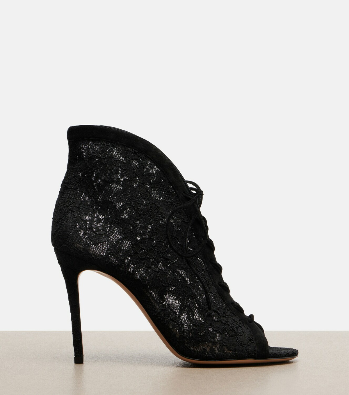 Gianvito Rossi Suede-trimmed lace pumps
