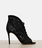 Gianvito Rossi Suede-trimmed lace pumps