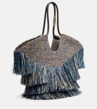 Zimmermann Goldentime Medium fringed raffia tote bag