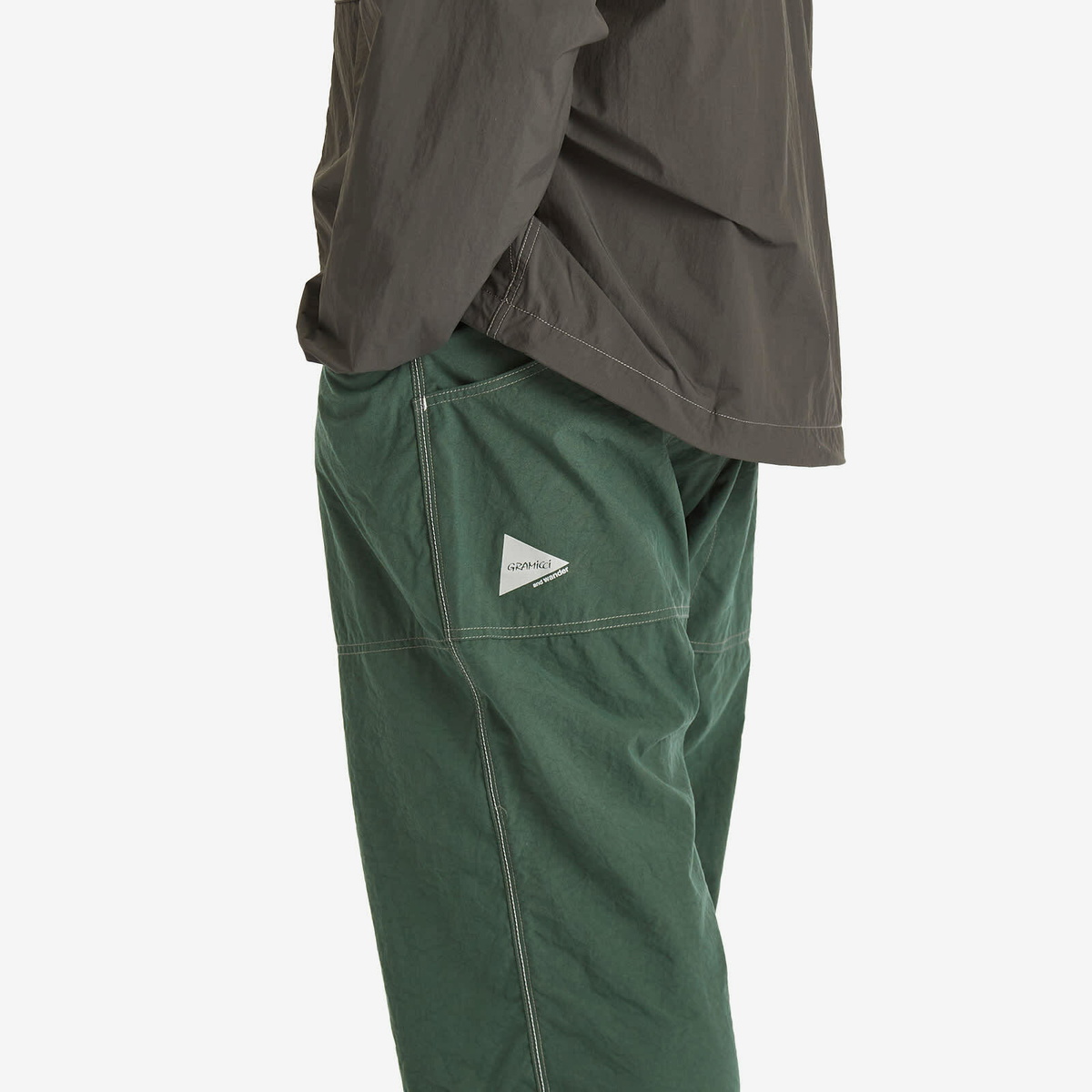 Gramicci Men's x and wander Nylon Double Knee Pant in Green Gramicci
