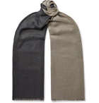 Loro Piana - Fringed Two-Tone Cashmere and Silk-Blend Scarf - Gray