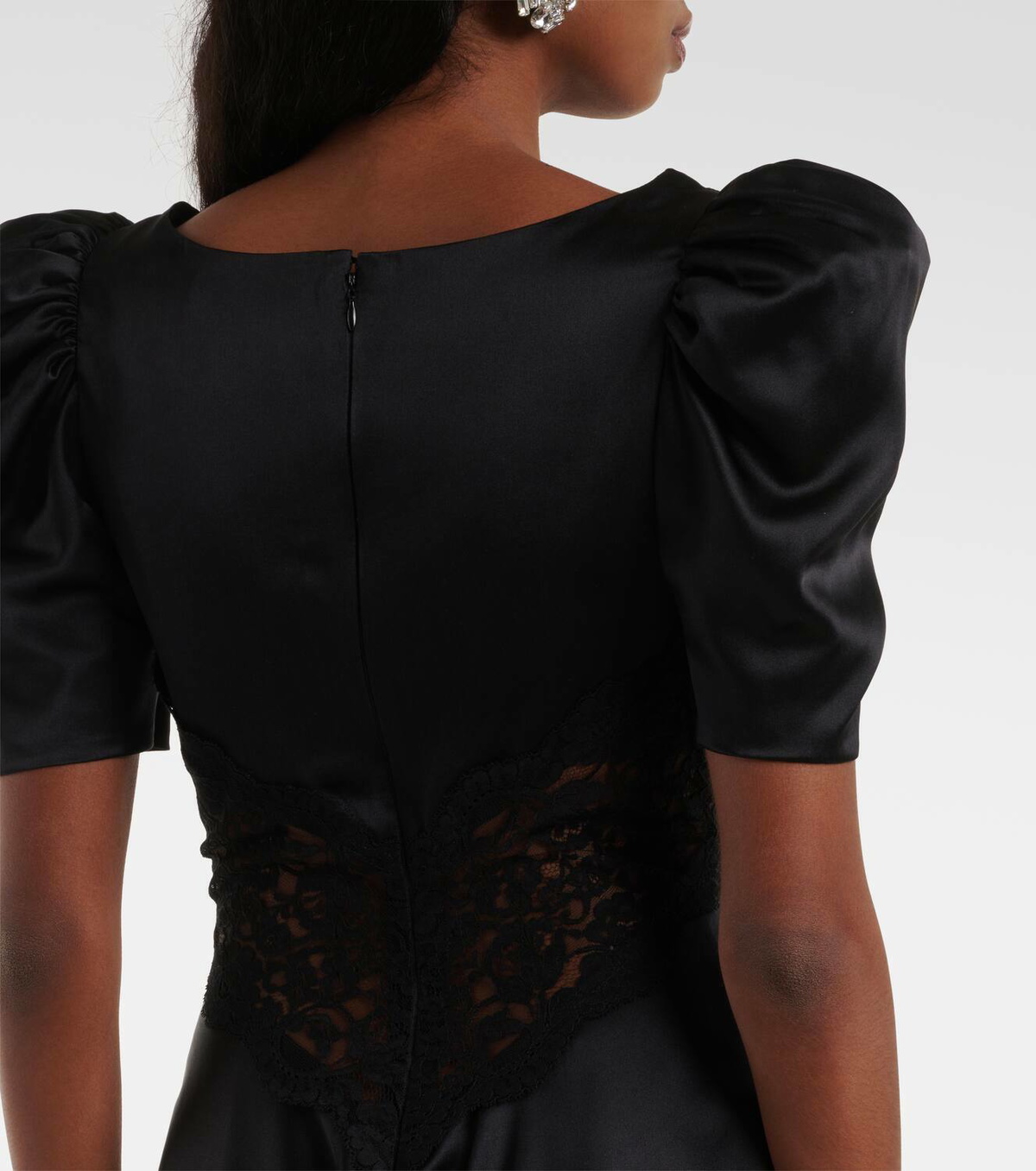 Rodarte Lace-trimmed silk charmeuse minidress
