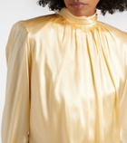Mugler Draped silk-blend satin top