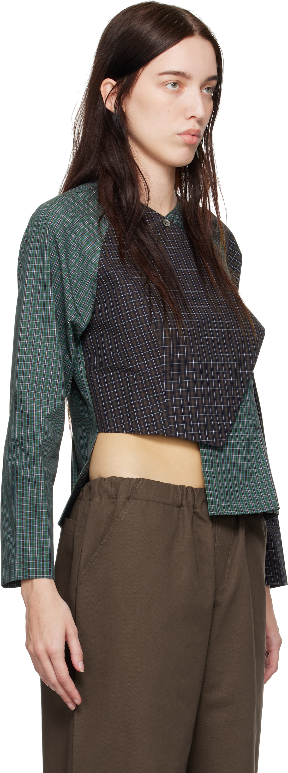SC103 Navy & Green Peak Blouse