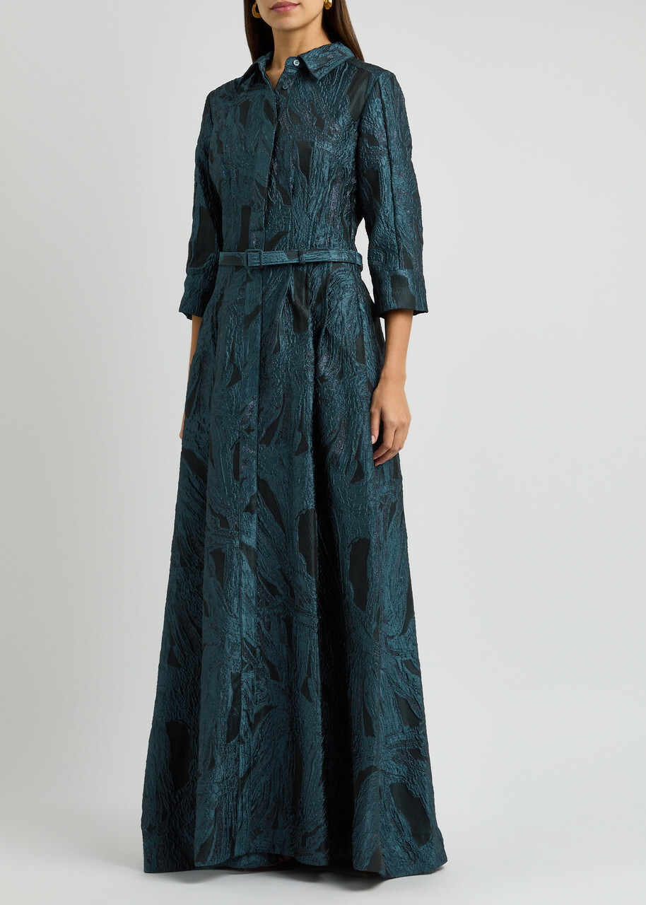Jonathan Simkhai Courtney Belted Cloque Maxi Dress Navy Simkhai Jonathan Simkhai Courtney Belted Cloque Maxi Dress Navy Simkhai