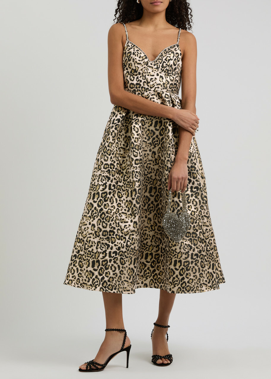 likely lady midi dress sister jane Gilded Leopard-jacquard Sister Jane INV-125138