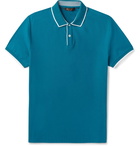 Loro Piana - Slim-Fit Contrast-Tipped Stretch-Cotton Piqué Polo Shirt - Blue