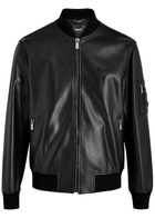 Versace Leather Bomber Jacket Black