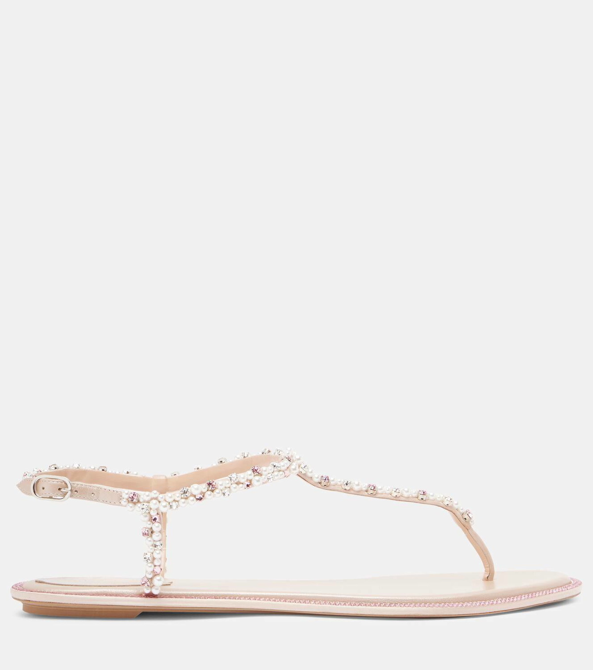 Rene Caovilla Diana embellished satin thong sandals