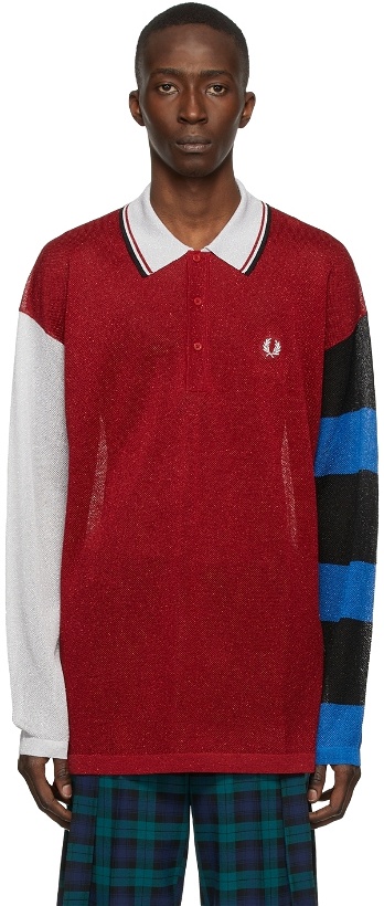 Photo: Charles Jeffrey Loverboy Multicolor Fred Perry Edition Knit Glitter Long Sleeve Polo