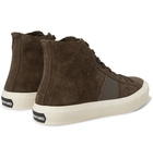 TOM FORD - Cambridge Leather-Trimmed Suede High-Top Sneakers - Green