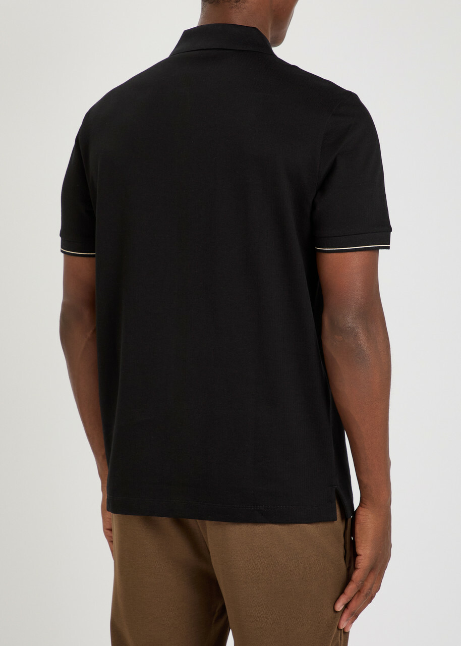 Boss Close-knit Cotton Polo Shirt Black