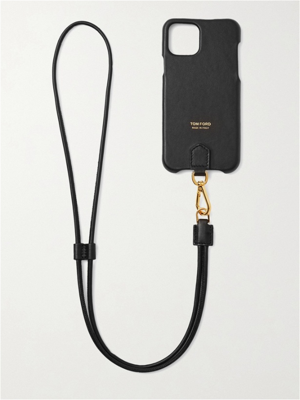 Photo: TOM FORD - Logo-Print Leather iPhone 11 Pro Case with Lanyard - Black