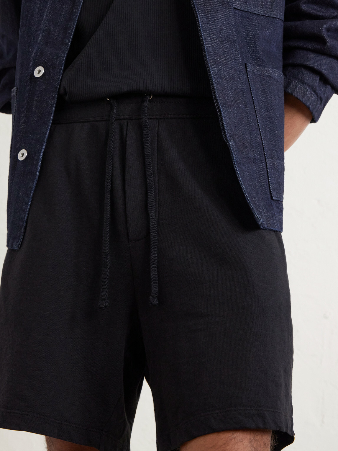 James Perse - Straight-Leg Cotton-Jersey Drawstring Shorts - Black