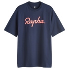 Rapha Men's Logo T-Shirt in Dark Navy/Hi-Vis Pink